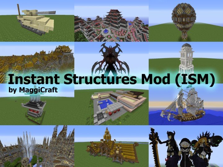 Instant Structures - Мод на постройки для Майнкрафт 1.8/1.7.10