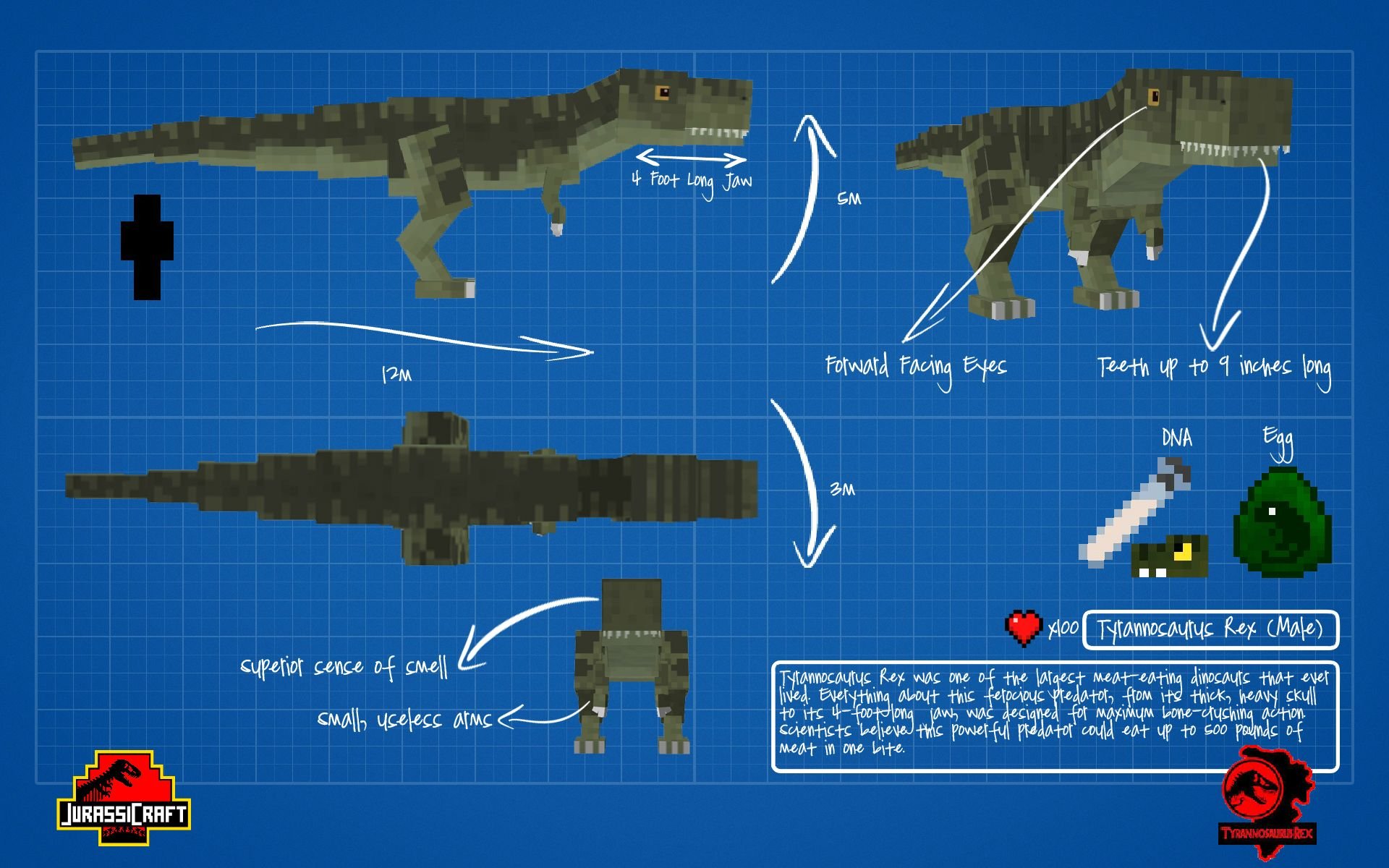 Jurassicraft 1.7.10 - мод на динозавров для Minecraft.